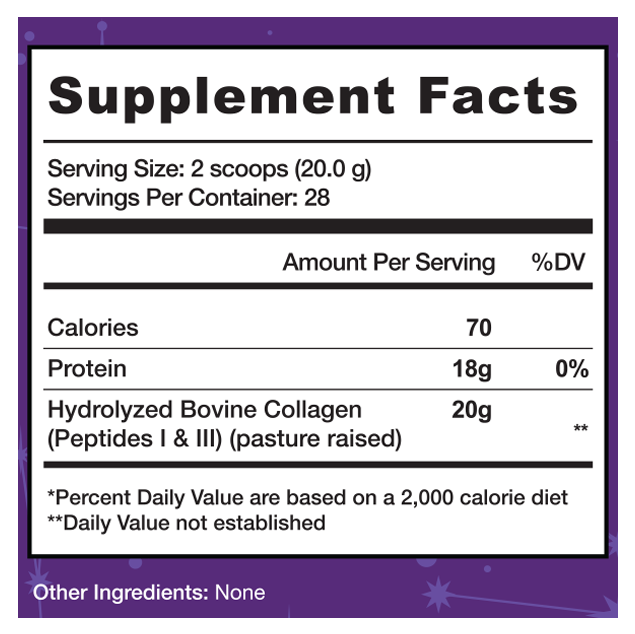 Astroflav Collagen 28 Serving Supplement or Nutrition Facts