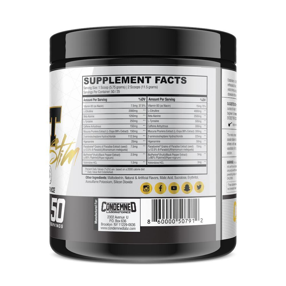 Condemned Labz Convict Pre Workout Supplement or Nutrition Facts